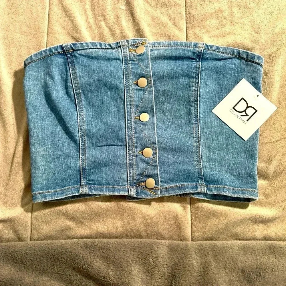 NWT Dylan Ryan denim croptop corset women’s Sz: L